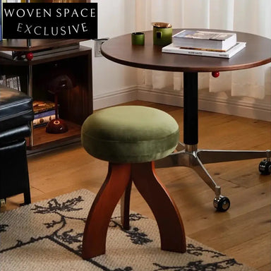 Modern Fabric Jellyfish Ottoman with Sturdy Wooden Legs for Living Room