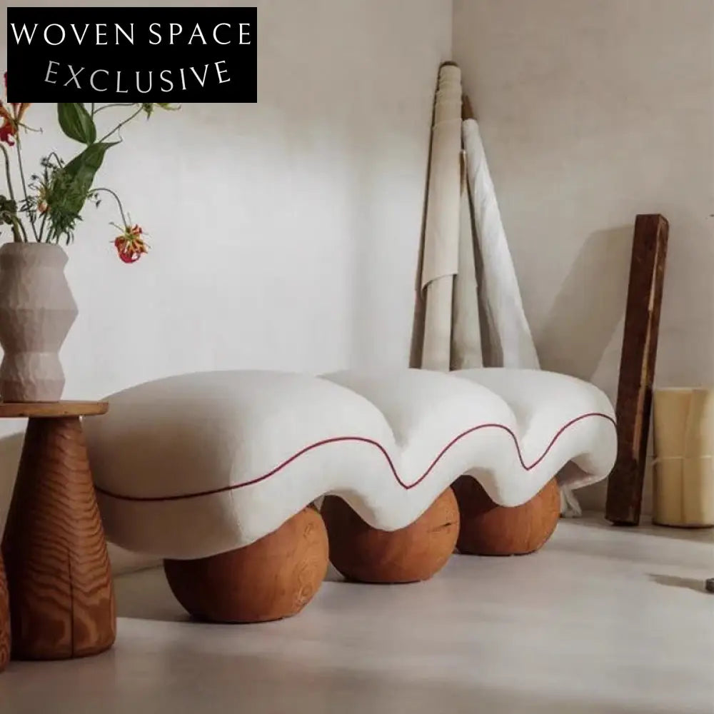 Modern Fabric Long Ottoman Bedroom Sofa Stool, Luxury Bed End Bench Seating