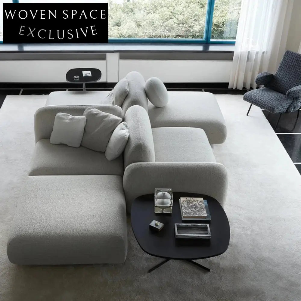 Modern Fabric Sectional Sofa Set with Wood Legs for Living Space