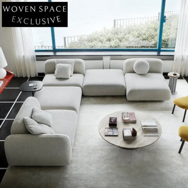 Modern Fabric Sectional Sofa Set with Wood Legs for Living Space