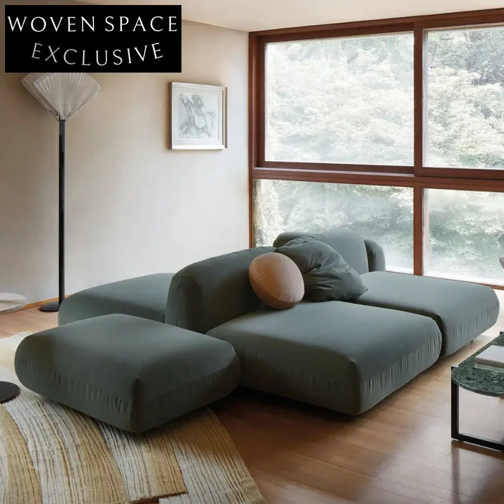 Modern Fabric Sectional Sofa Set with Wood Legs for Living Space