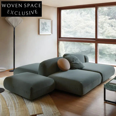 Modern Fabric Sectional Sofa Set with Wood Legs for Living Space