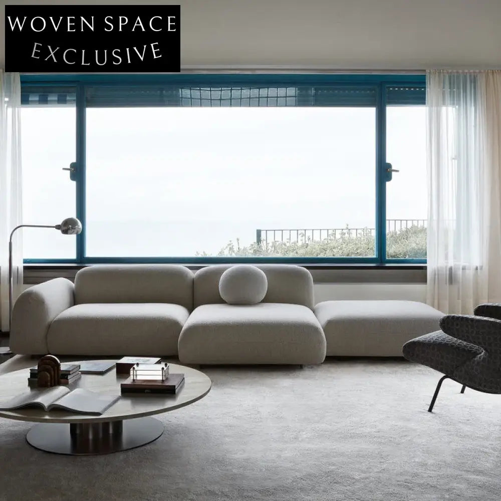 Modern Fabric Sectional Sofa Set with Wood Legs for Living Space