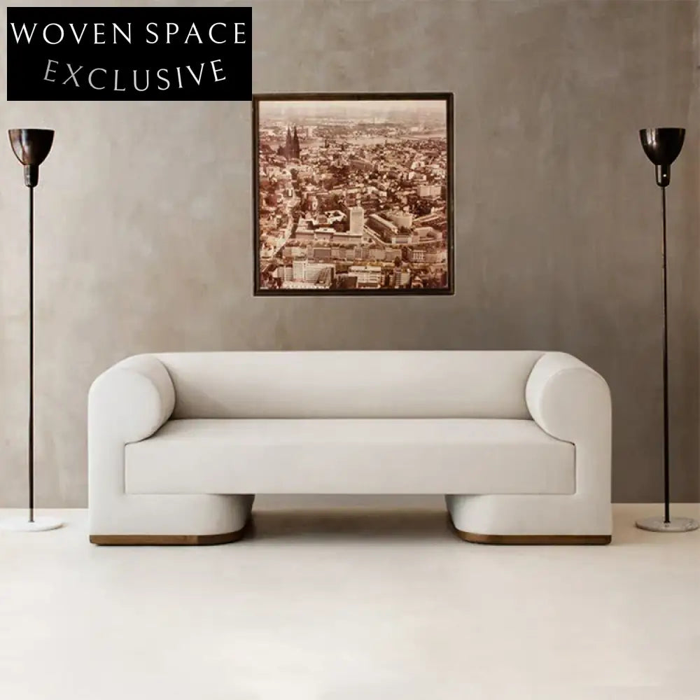 Modern Fabric Solid Wood Sofa for Living Room, Comfortable Contemporary Three-Seater Couch