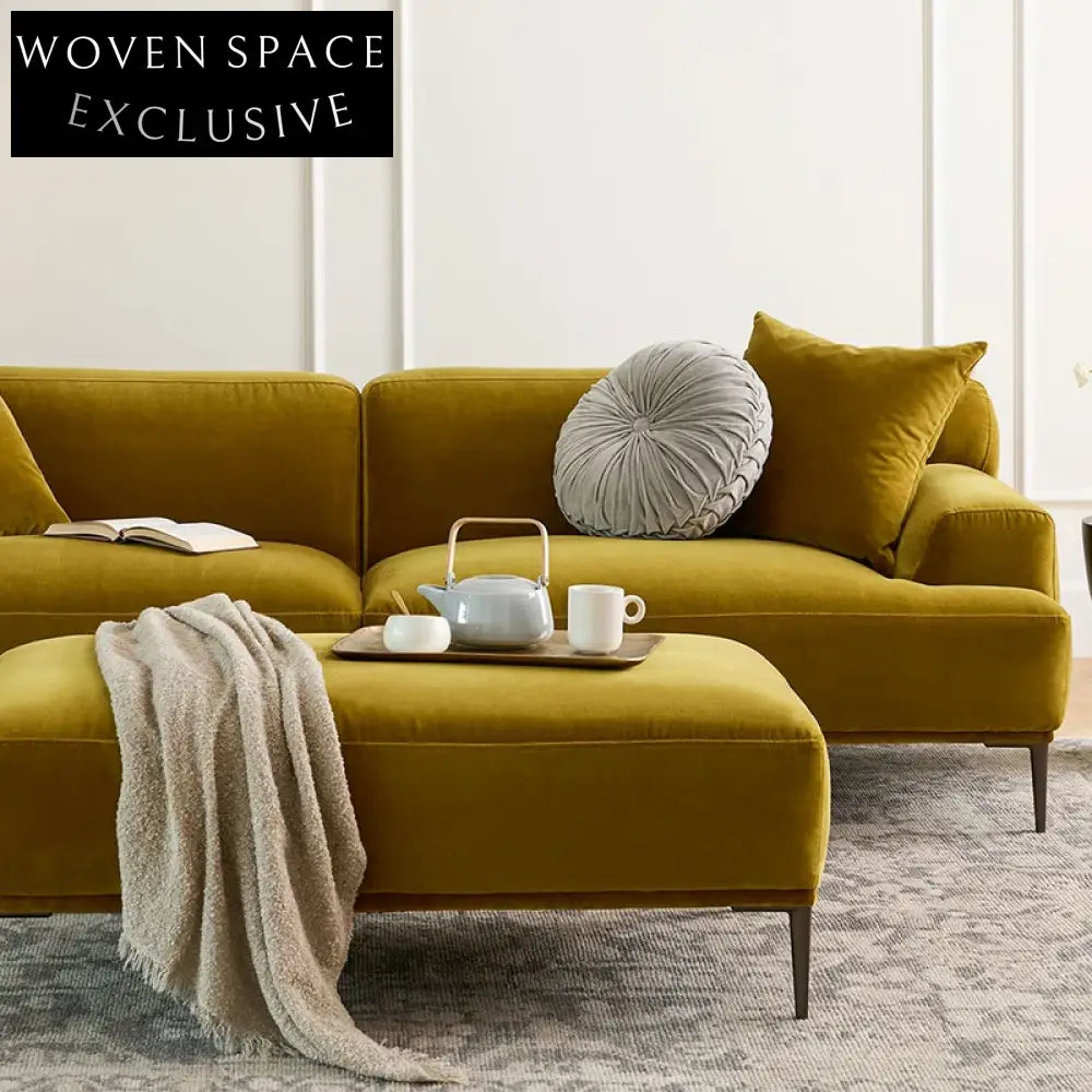 Modern Fabric Upholstered 3-Seat Sectional Sofa Couch for Living Room