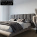 Modern Fabric Upholstered Bed, Sleek Metal Legs, King & Queen Sizes