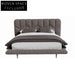 Modern Fabric Upholstered Bed, Sleek Metal Legs, King & Queen Sizes