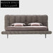 Modern Fabric Upholstered Bed, Sleek Metal Legs, King & Queen Sizes