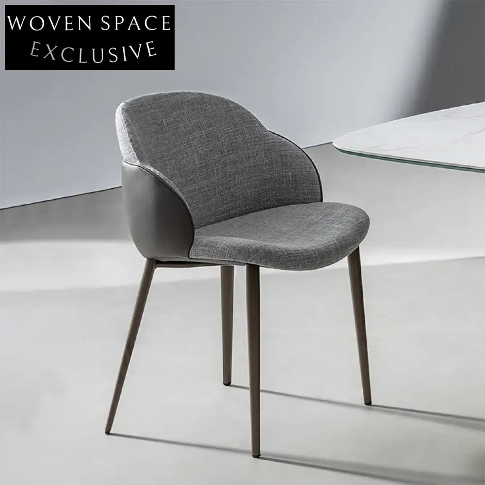 Modern Fabric Upholstered Dining Chair with Metal Legs, Creative Backrest