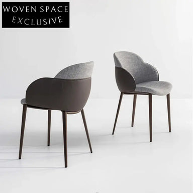 Modern Fabric Upholstered Dining Chair with Metal Legs, Creative Backrest