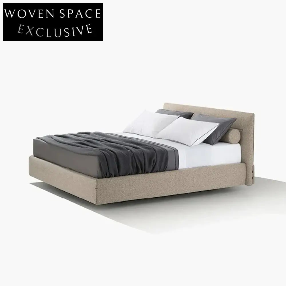 Modern Fabric Upholstered King Bed Frame, Solid Wood, Minimalist Design