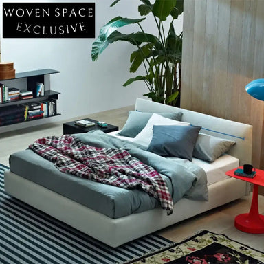 Modern Fabric Upholstered King Bed Frame, Solid Wood, Minimalist Design