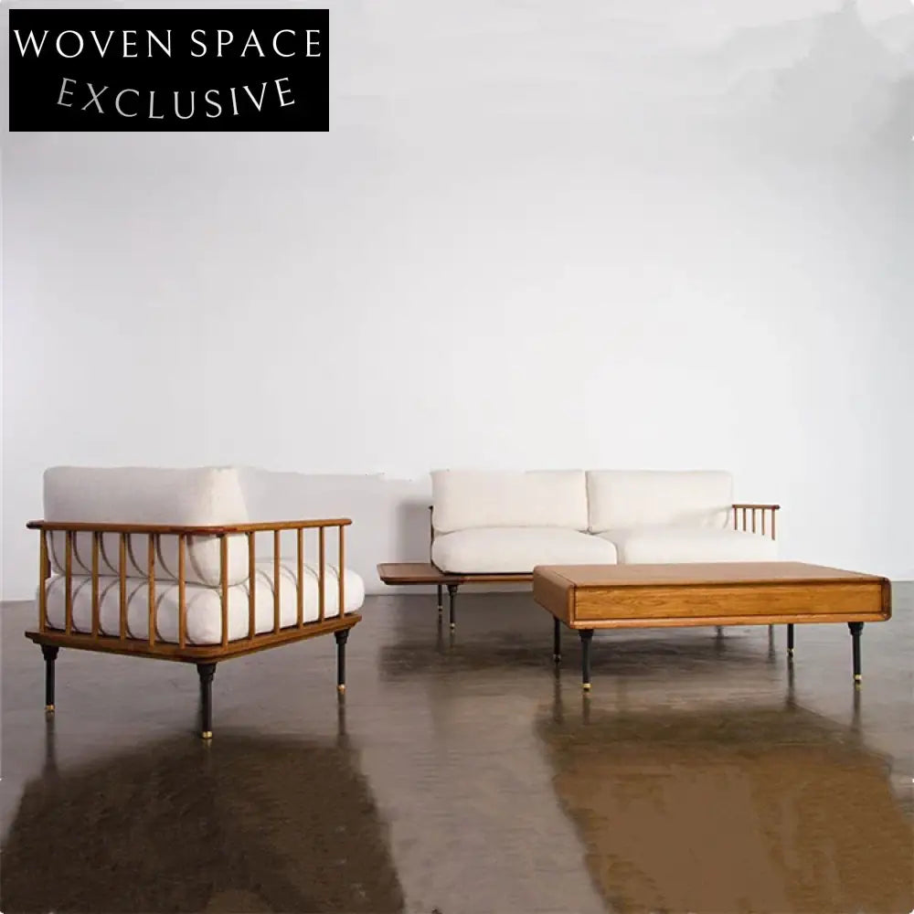 Modern Fabric Upholstered Leisure Chair with Wooden Armrests