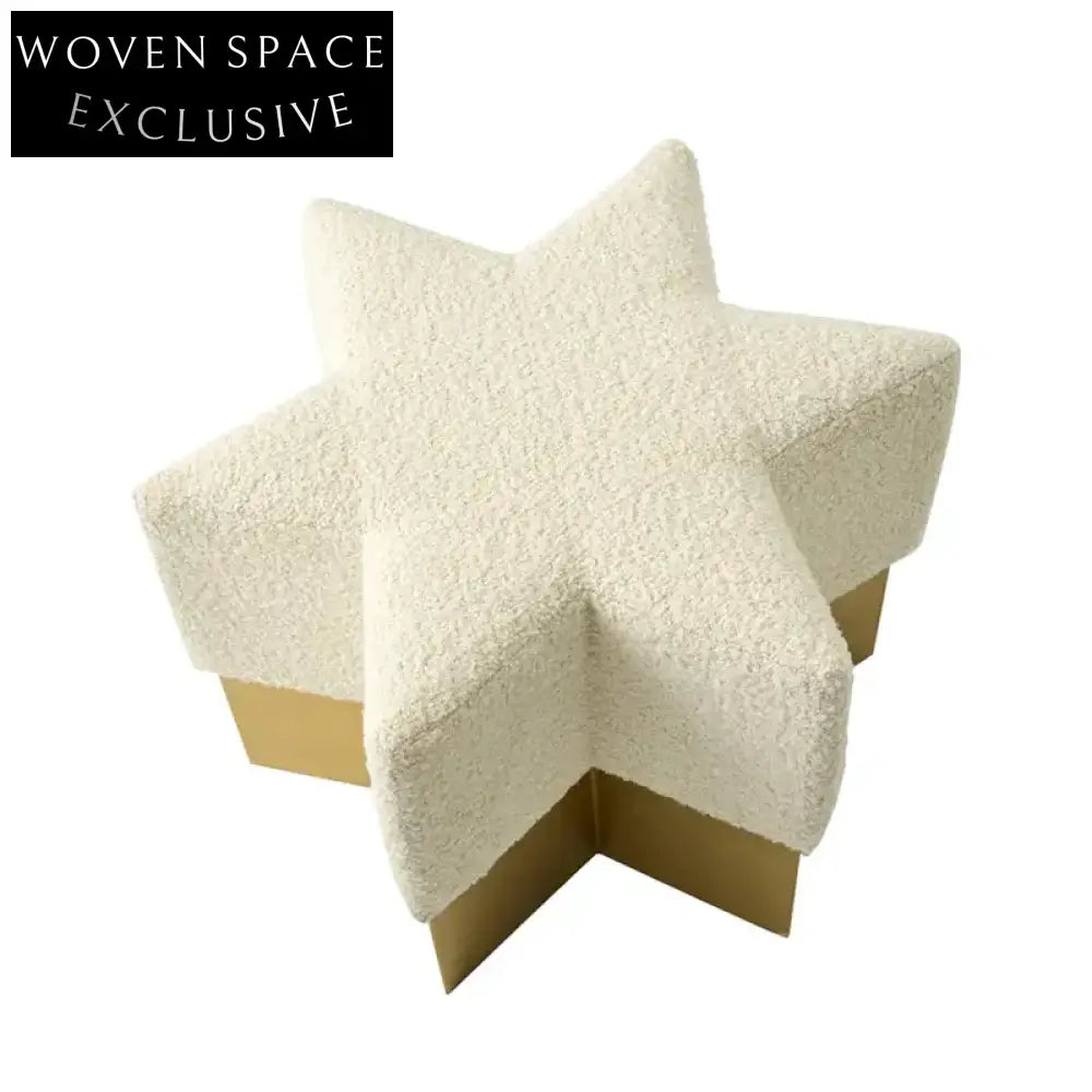 Modern Fabric Upholstered Ottoman with Stainless Steel Base for Living Room Seating