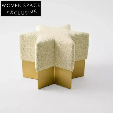 Modern Fabric Upholstered Ottoman with Stainless Steel Base for Living Room Seating