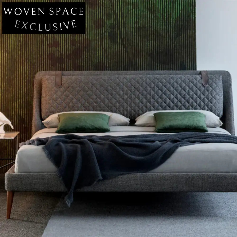 Modern Fabric Upholstered Platform Bed with Wood Legs, Custom Color Bed