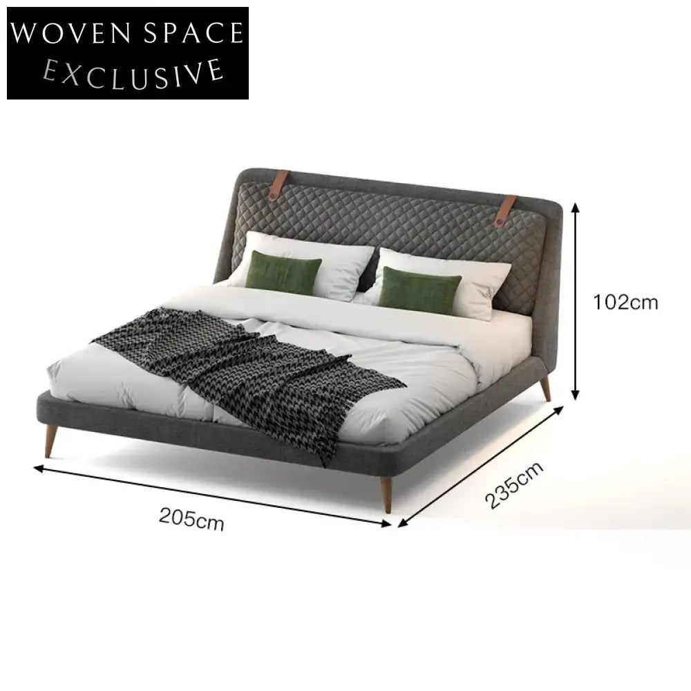 Modern Fabric Upholstered Platform Bed with Wood Legs, Custom Color Bed