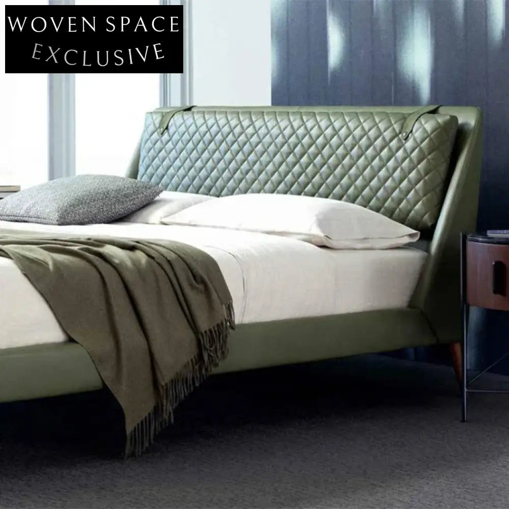 Modern Fabric Upholstered Platform Bed with Wood Legs, Custom Color Bed