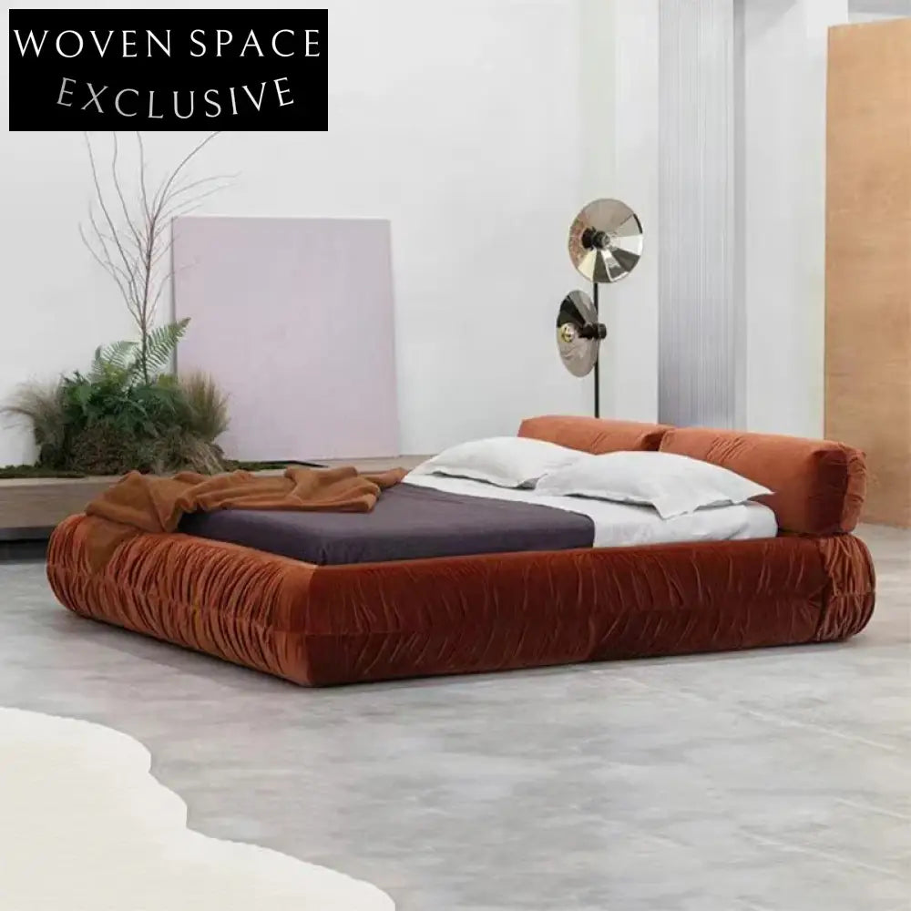 Modern Fabric Upholstered Queen King Size Wooden Frame Platform Bed