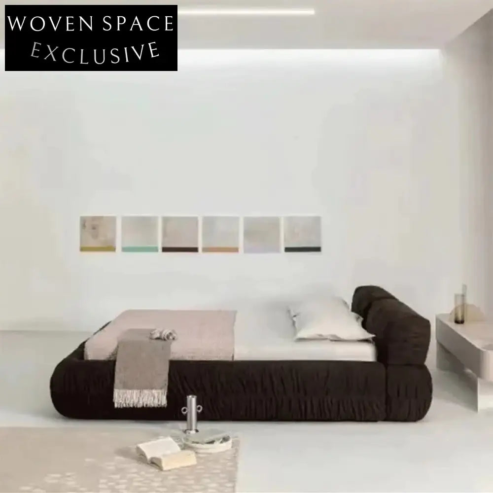 Modern Fabric Upholstered Queen King Size Wooden Frame Platform Bed