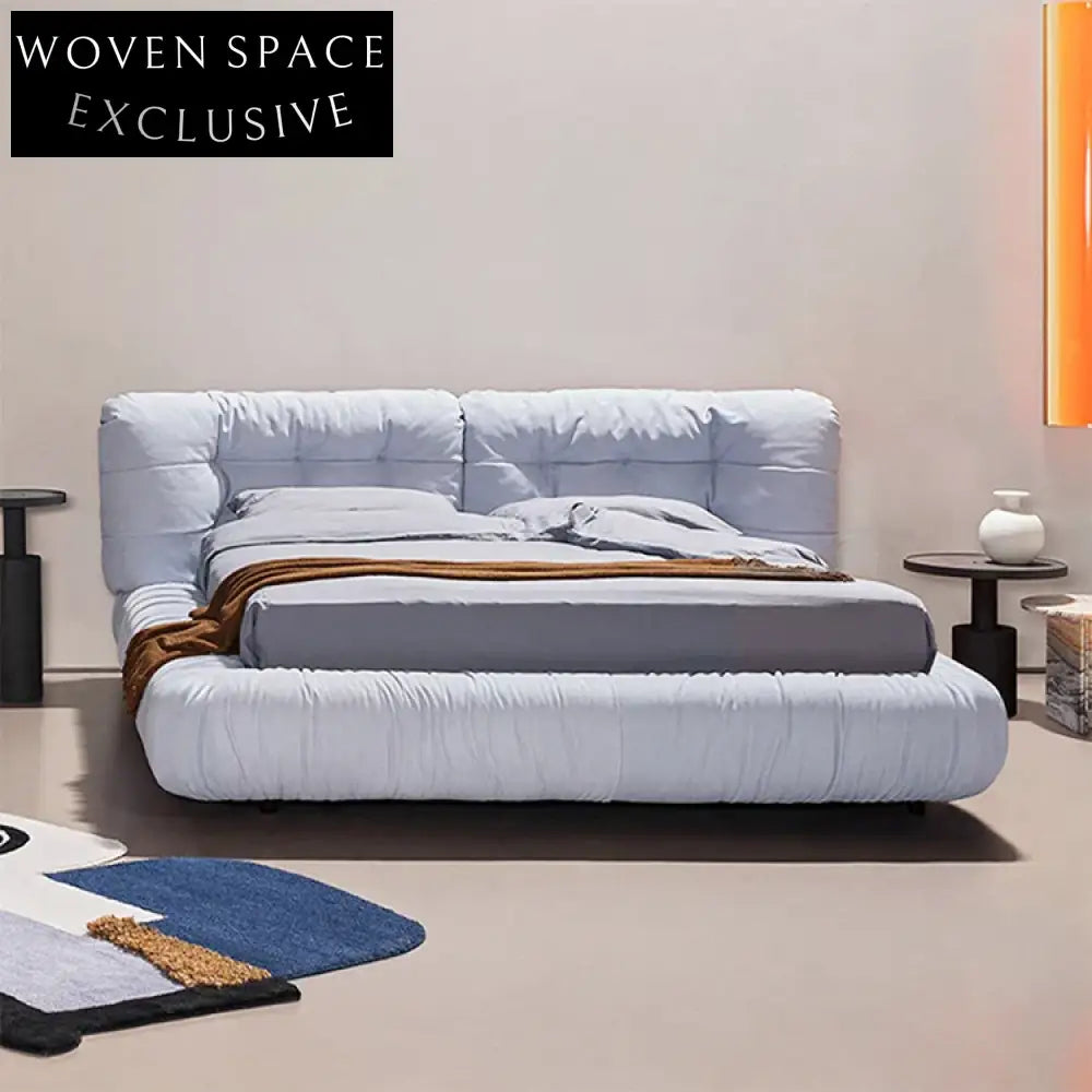 Modern Fabric Upholstered Queen King Wooden Bed Frame with Headboard