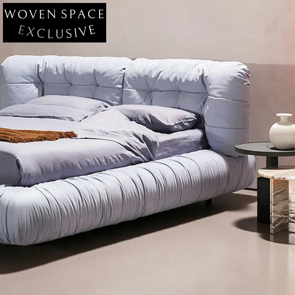 Modern Fabric Upholstered Queen King Wooden Bed Frame with Headboard