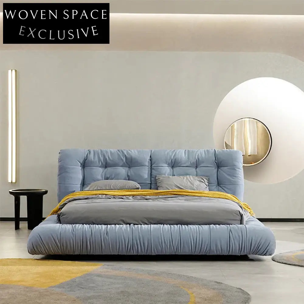 Modern Fabric Upholstered Queen King Wooden Bed Frame with Headboard
