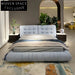 Modern Fabric Upholstered Queen King Wooden Bed Frame with Headboard