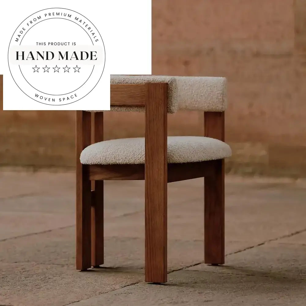 Modern Fabric Upholstered Solid Wood Armrest Dining Chair