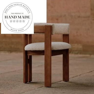 Modern Fabric Upholstered Solid Wood Armrest Dining Chair