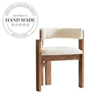 Modern Fabric Upholstered Solid Wood Armrest Dining Chair