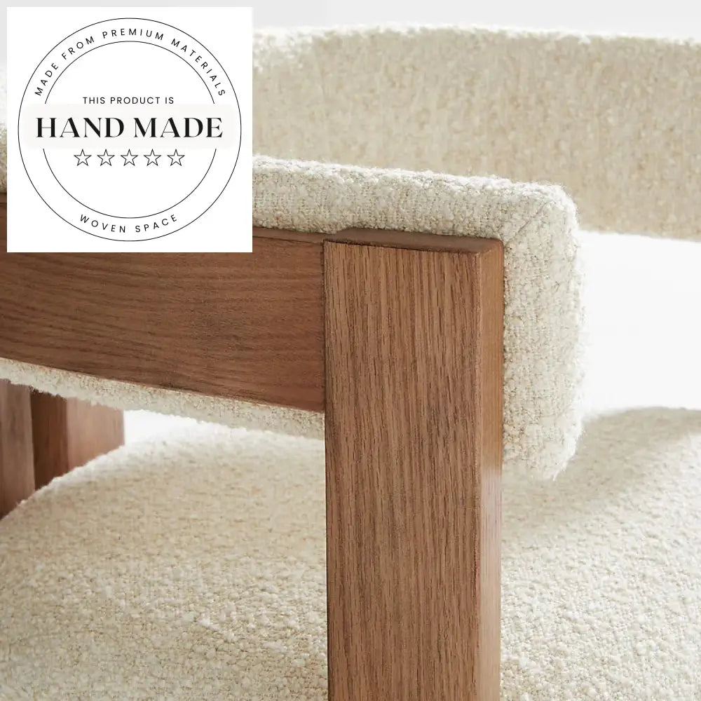 Modern Fabric Upholstered Solid Wood Armrest Dining Chair