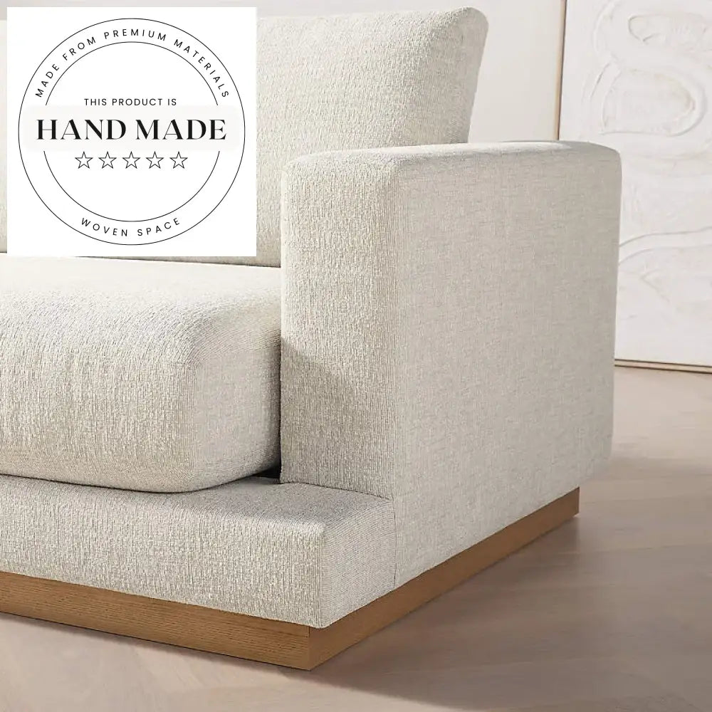 Modern Fabric Wood Apartment 3 Seater Sectional Chaise Sofa