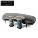 Modern Family Light Luxury Marble Round Metal Suede Side Coffee Table