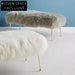 Modern Faux Fur Entryway Bench with Gold Metal Legs, Fluffy Stool