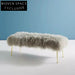Modern Faux Fur Entryway Bench with Gold Metal Legs, Fluffy Stool