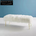 Modern Faux Fur Entryway Bench with Gold Metal Legs, Fluffy Stool