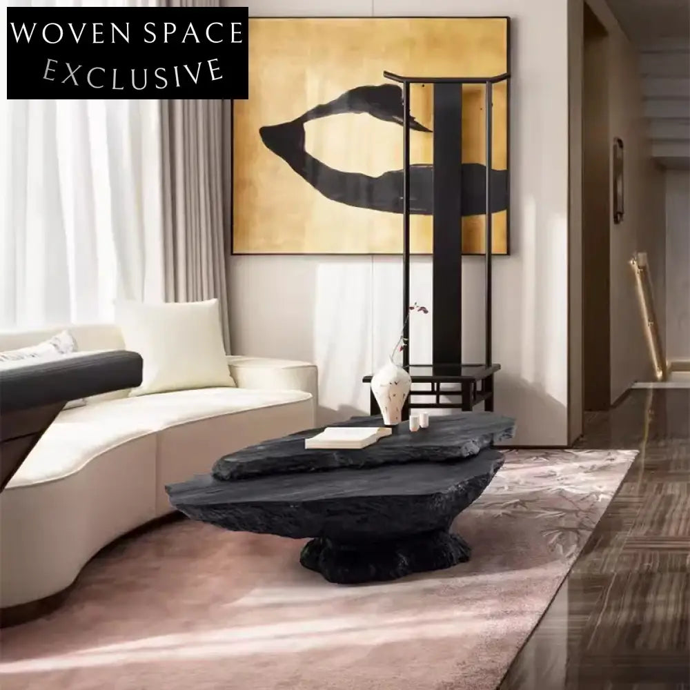 Modern Fiberglass Black Sofa Side Table for Living Room, Apartment Coffee Table