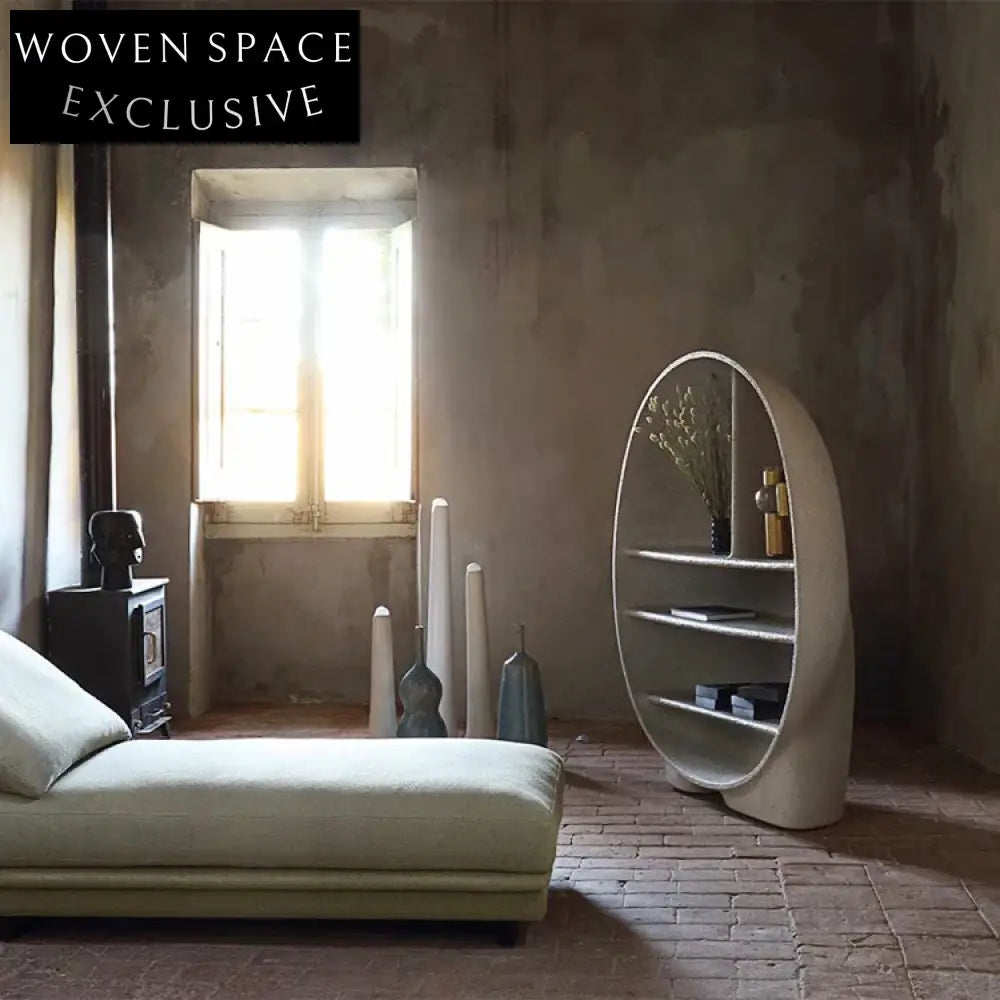 Modern Fiberglass Egg Shaped Living Room Wall Bookcase 3-Layer Display Shelf