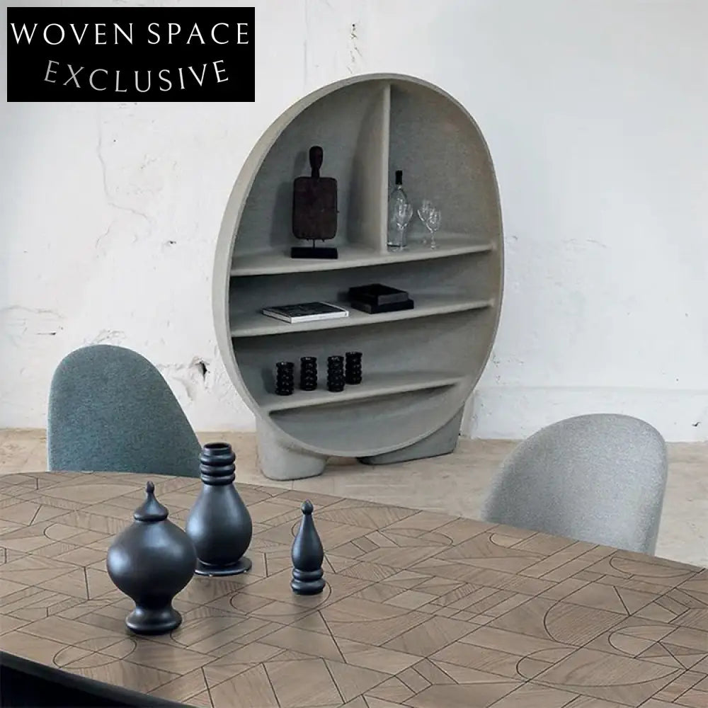 Modern Fiberglass Egg Shaped Living Room Wall Bookcase 3-Layer Display Shelf