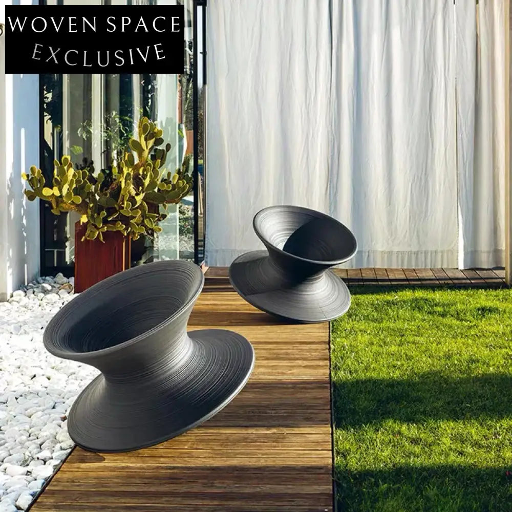 Modern Fiberglass Gyro Swivel Lounge Chair for Living Room Decor