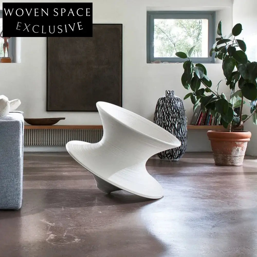 Modern Fiberglass Gyro Swivel Lounge Chair for Living Room Decor