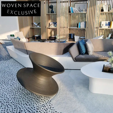 Modern Fiberglass Gyro Swivel Lounge Chair for Living Room Decor