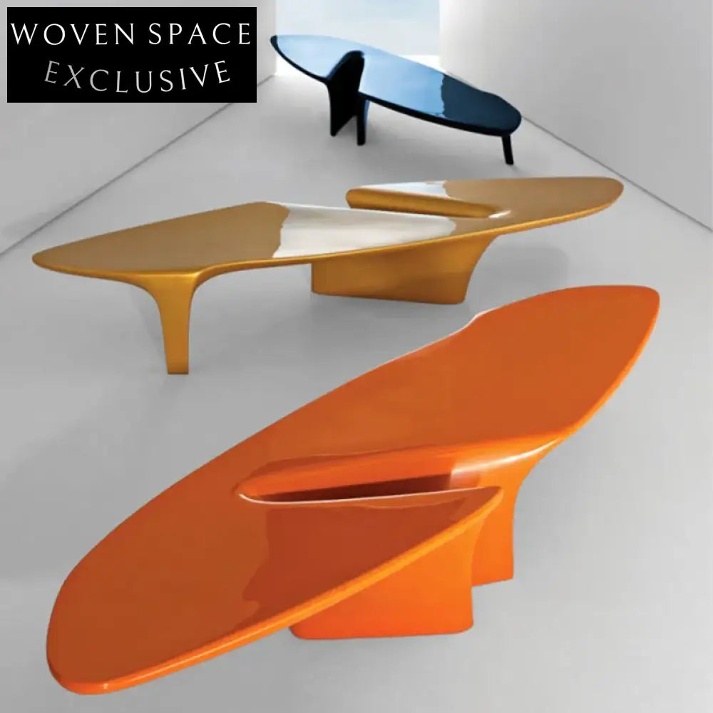 Modern Fiberglass Oval Coffee Table for Chic Living Rooms, Hotel Lounges