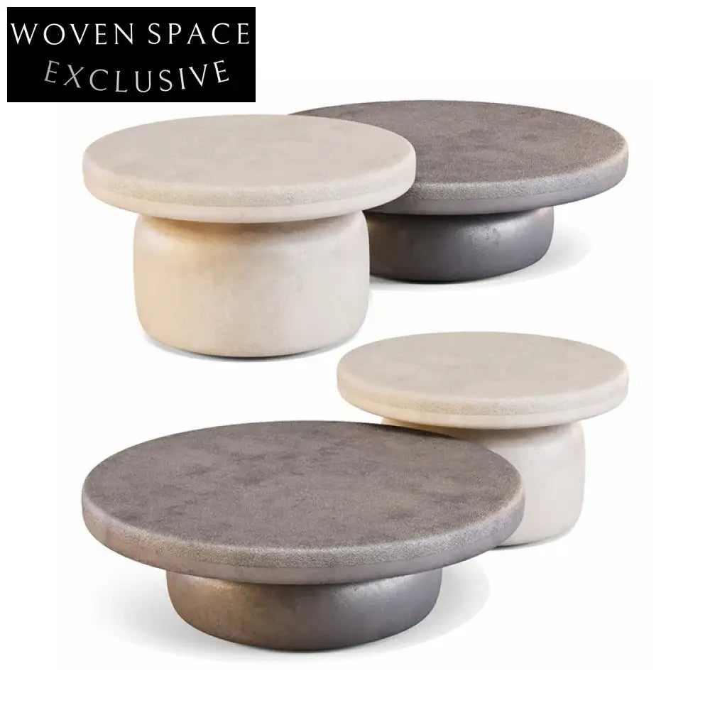 Modern Fiberglass Round Nesting Coffee Tables Set Mushroom Shape Design