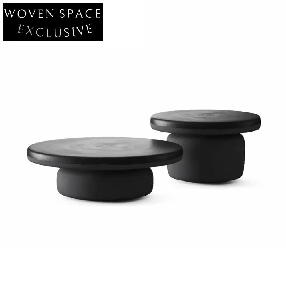 Modern Fiberglass Round Nesting Coffee Tables Set Mushroom Shape Design