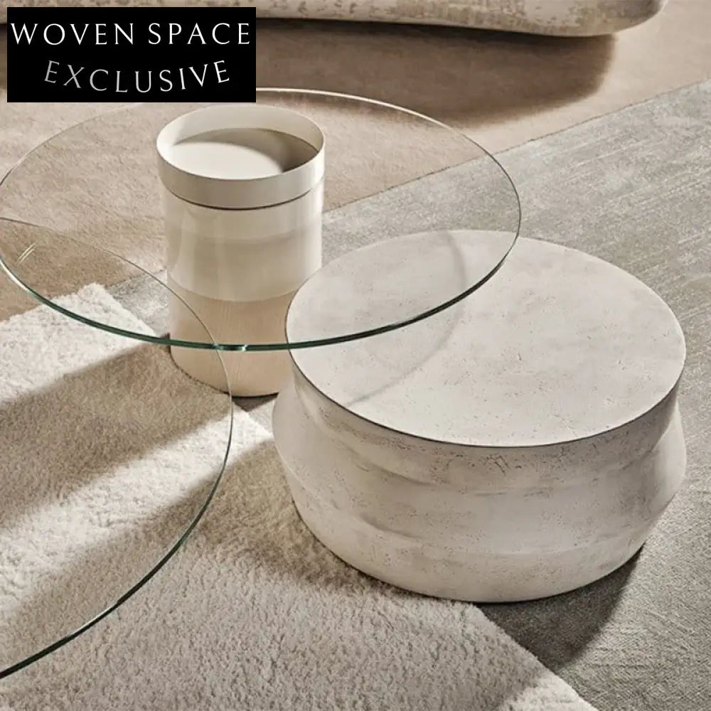 Modern Fiberglass Round Nesting Low High Combination Living Room Coffee Table