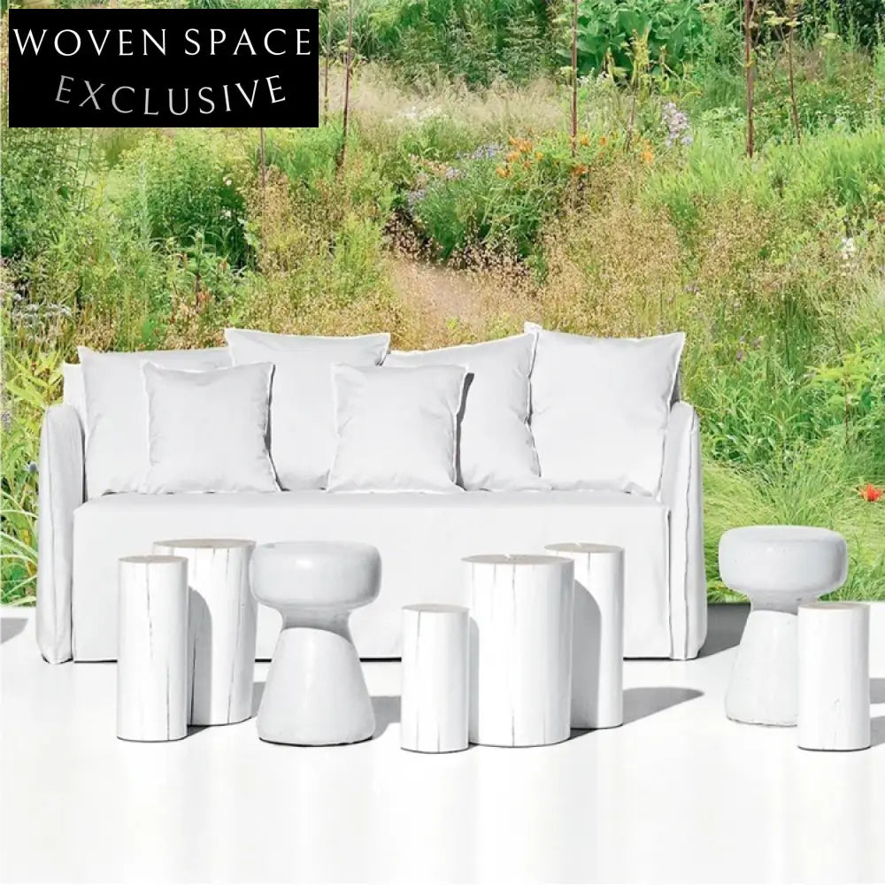 Modern Fiberglass Waterproof Round Stool Outdoor Indoor Side Table