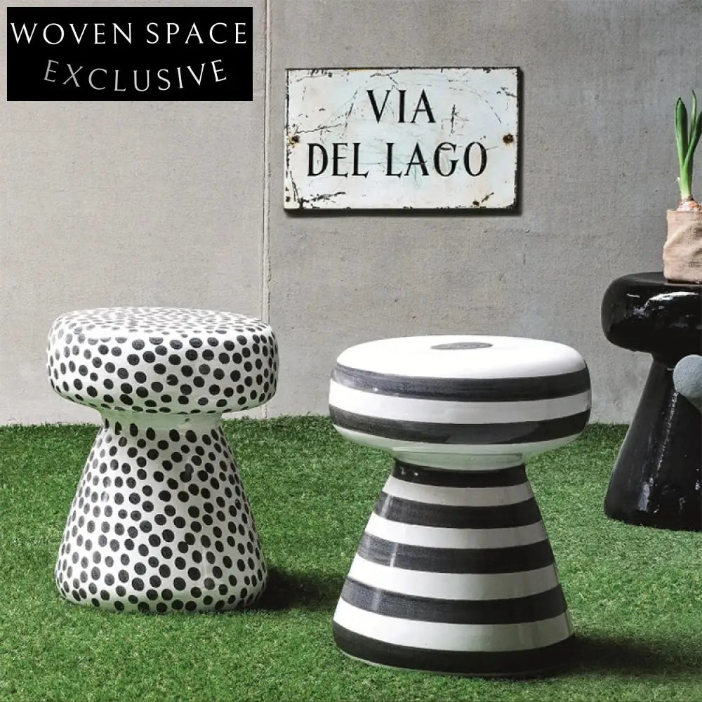 Modern Fiberglass Waterproof Round Stool Outdoor Indoor Side Table