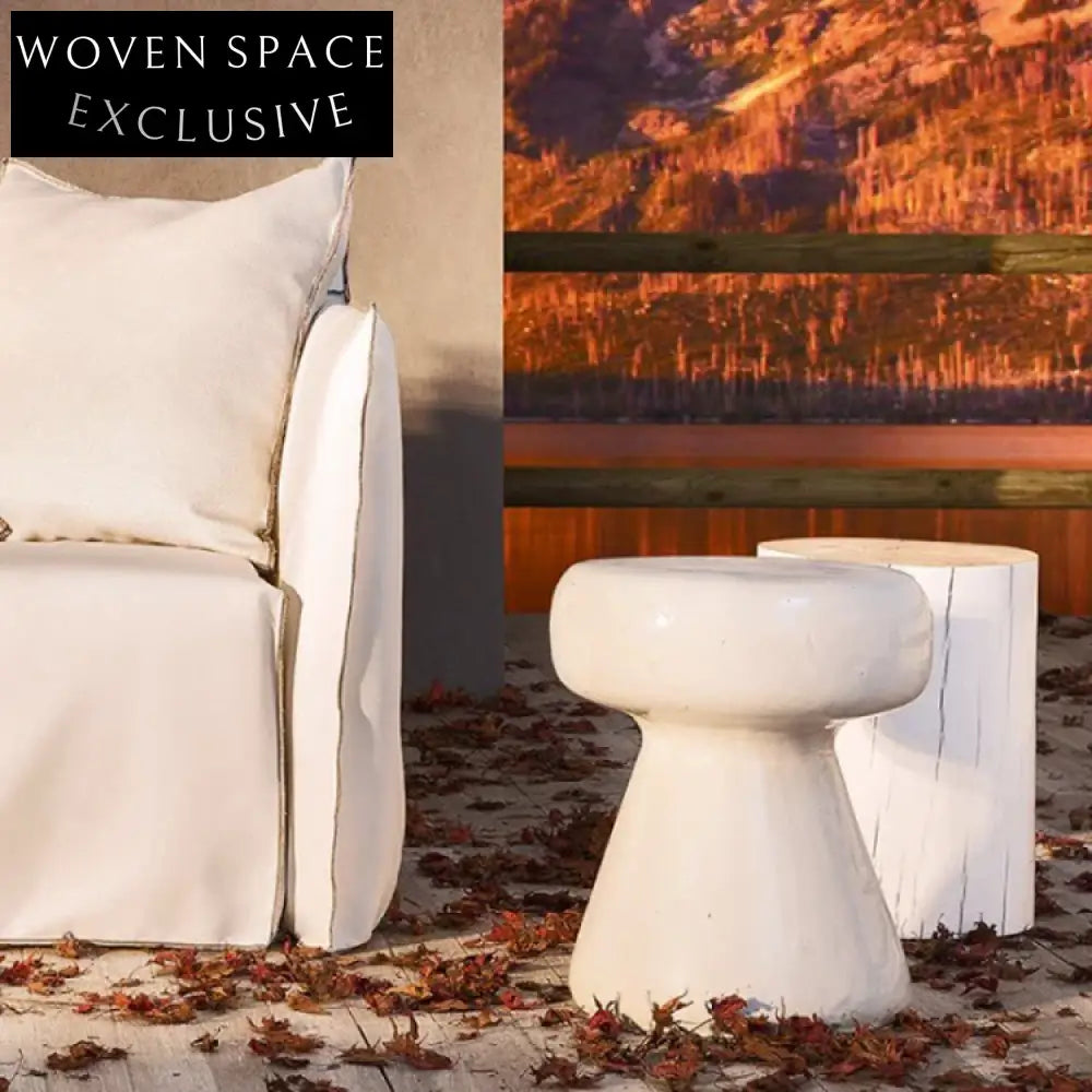 Modern Fiberglass Waterproof Round Stool Outdoor Indoor Side Table